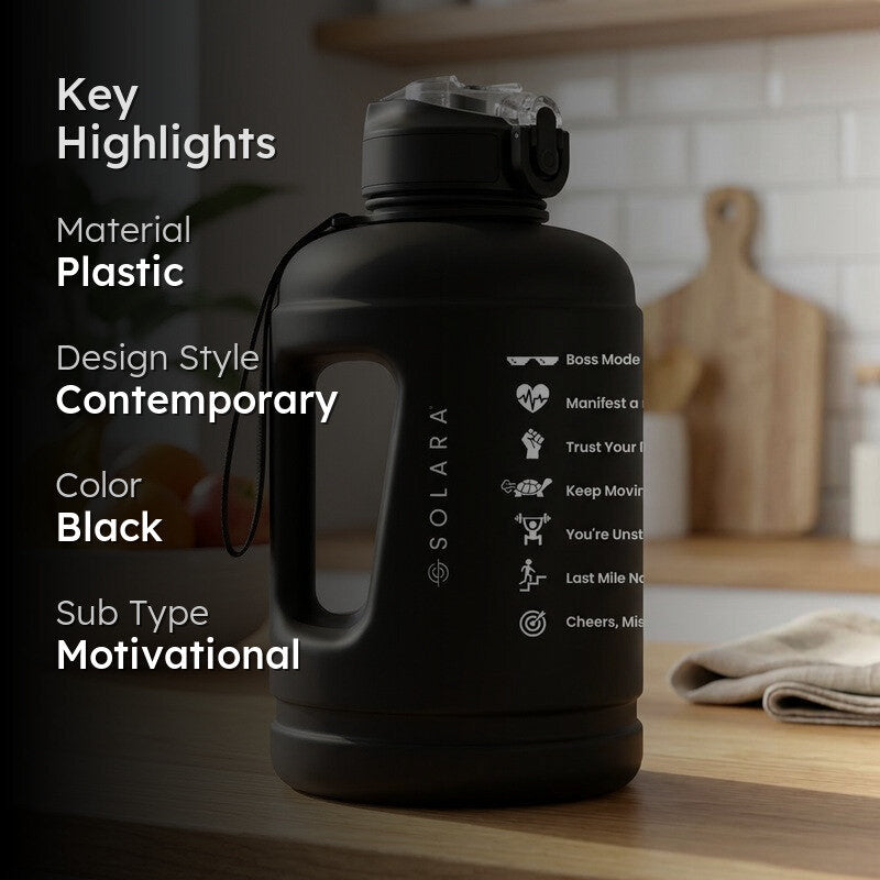 Solara Plaino Plastic Water Bottle (2200 mL) - Black media 2