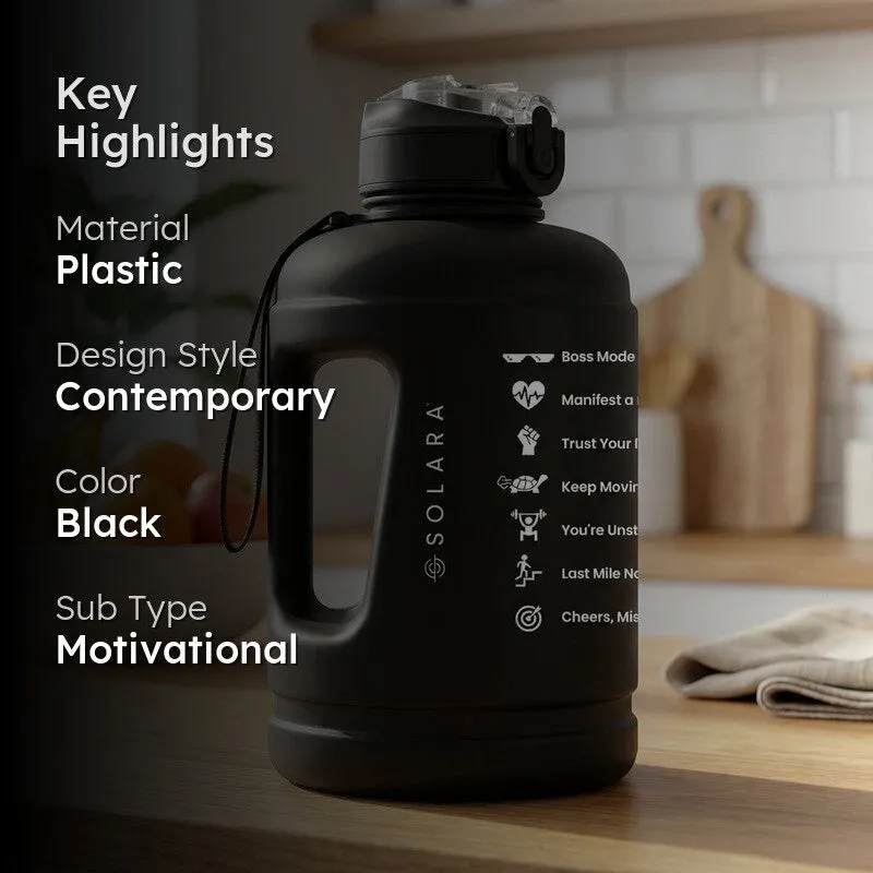 Solara Plaino Plastic Water Bottle (2200 mL) - Black media 2