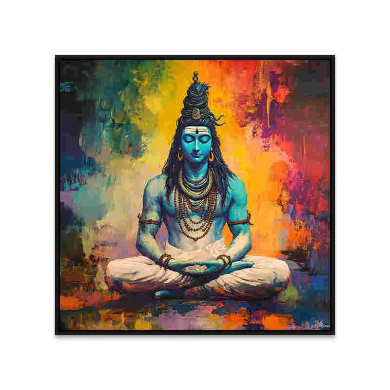 Vibrant Shiva Canvas Wall Art With Frame media 4