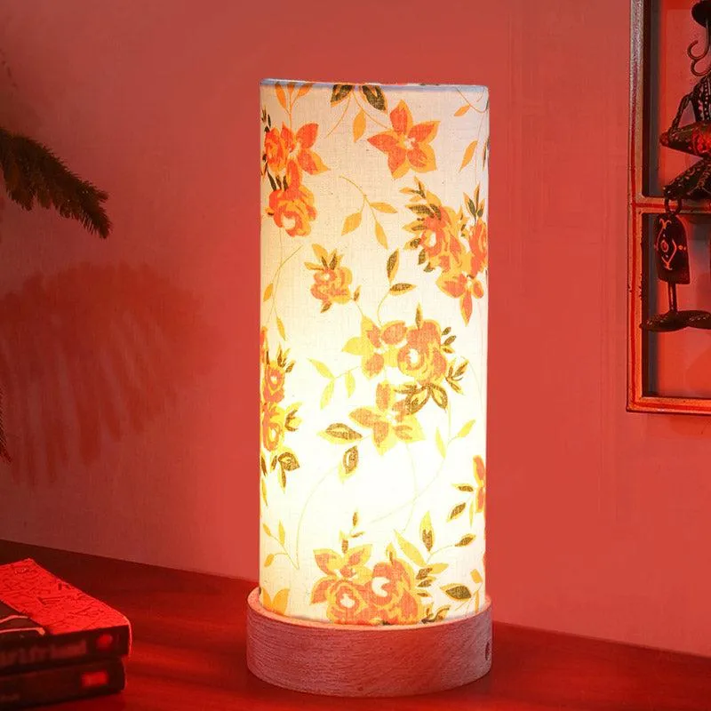 Ibis Ocra Tower Wooden Table Lamp - Orange,White media 2