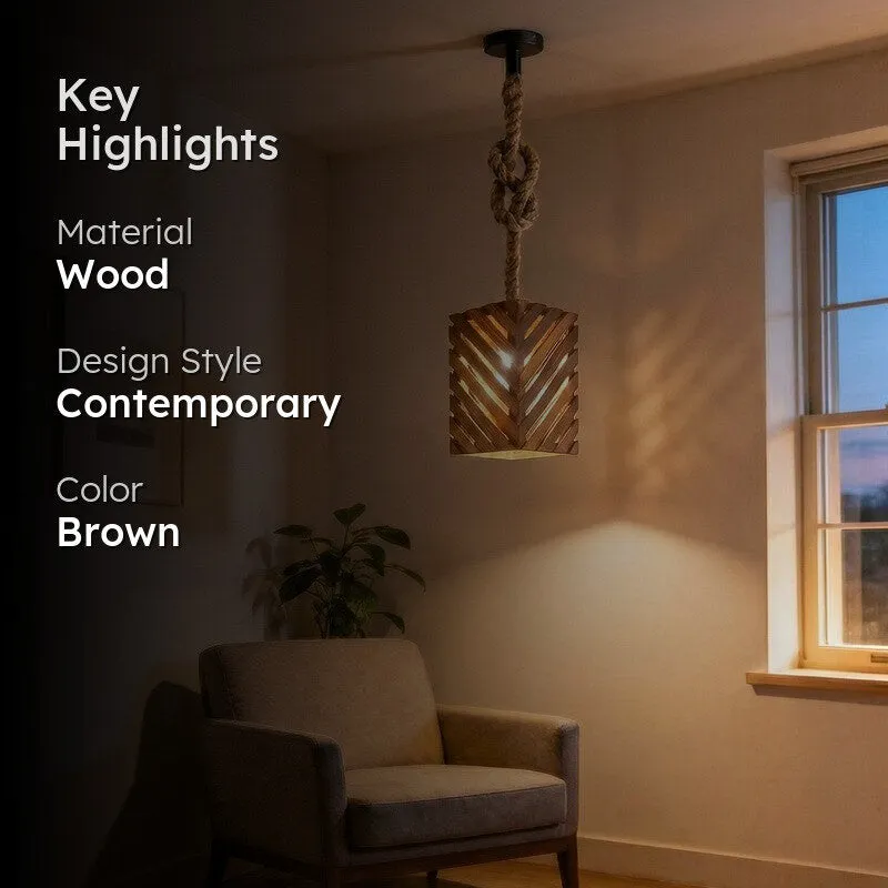 HexaCage Wooden Ceiling Lamp - Brown media 2