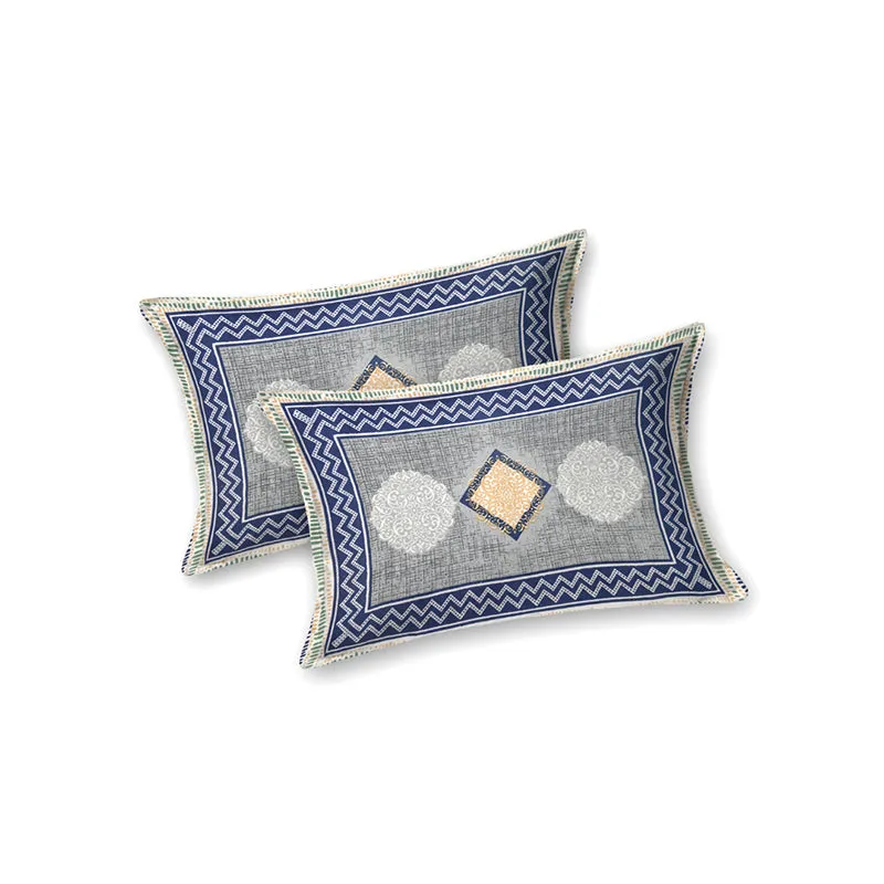 Metro Matrix Geometric Cotton Bedsheet (Grey) - 140 TC media 5