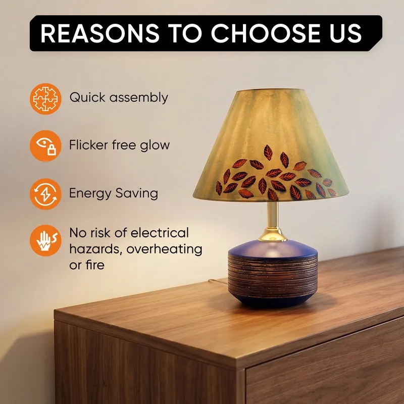 Leaves In Wind Wooden & Terracotta Table Lamp - Multicolor - 12