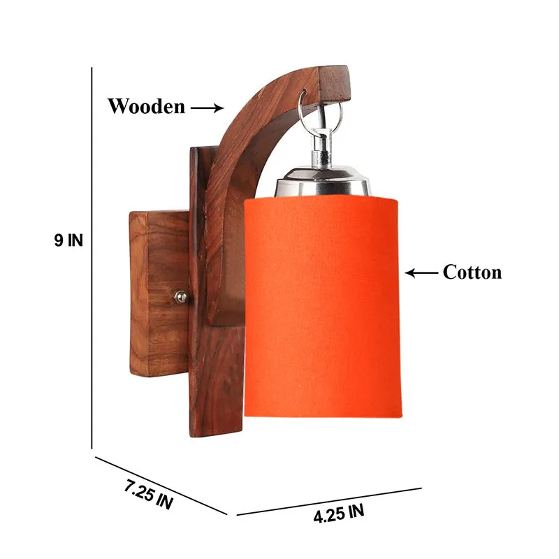 Forma Cylindrical Fabric & Wooden Wall Lamp - Orange media 5