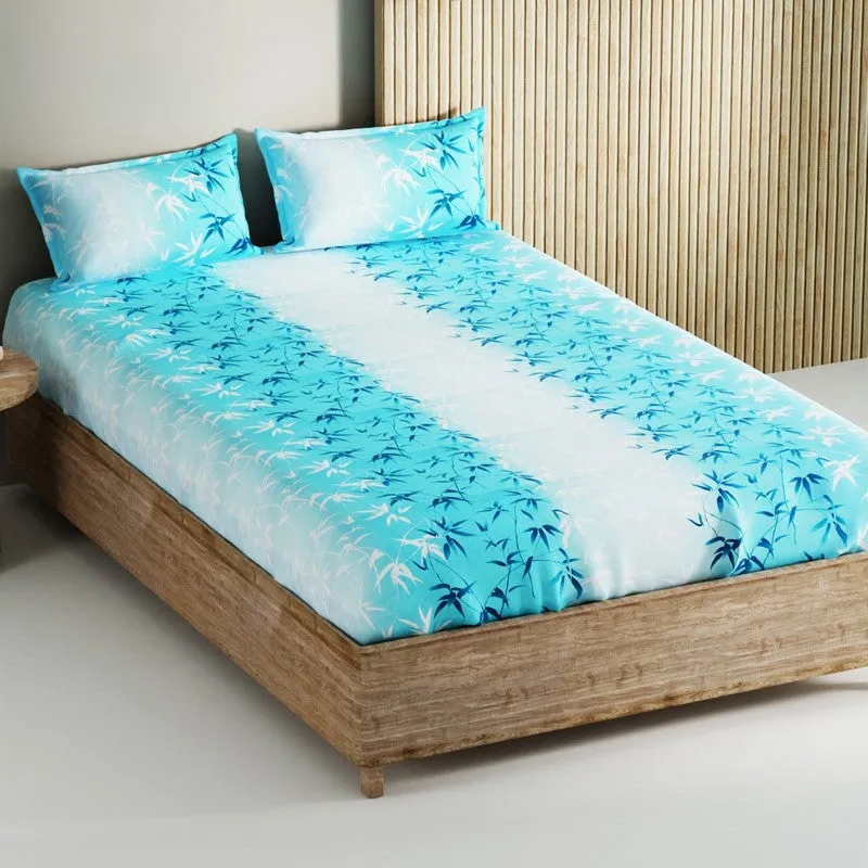 Vornel Cotton Bedsheet (Blue) - 144 TC media 1
