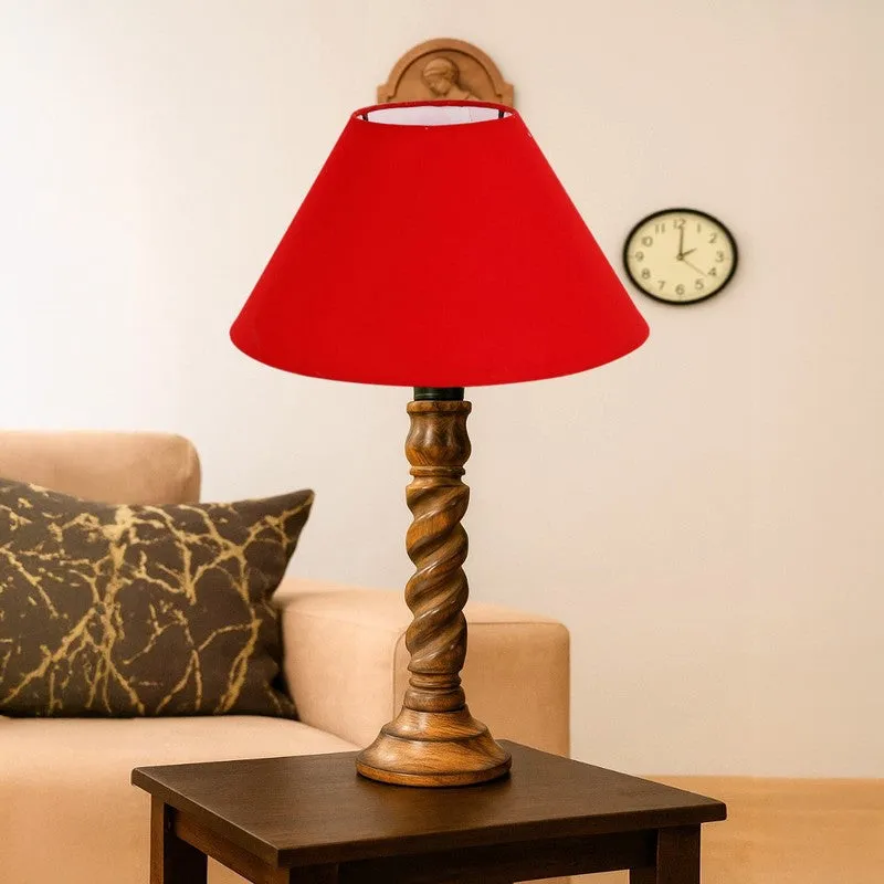 Elvane Elora Wooden Table Lamp - Red media 4