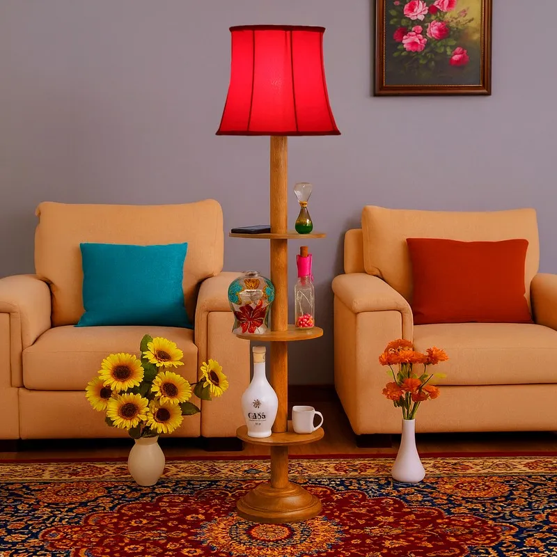GlowDock Column Wooden Floor Lamp - Red media 3