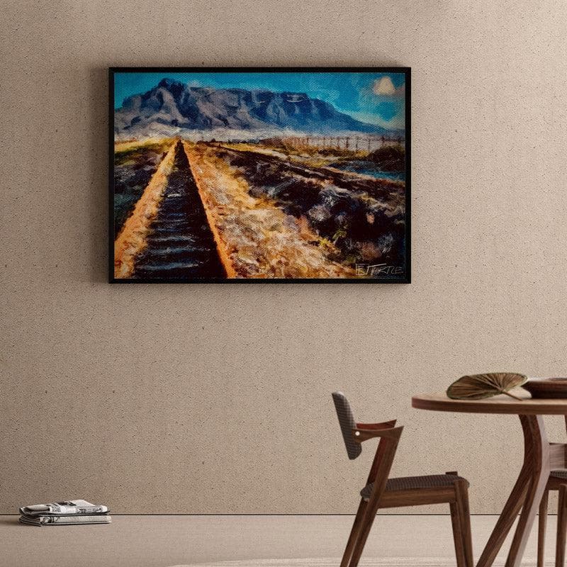 Way To The Mountains Canvas Wall Painting - Black Frame
