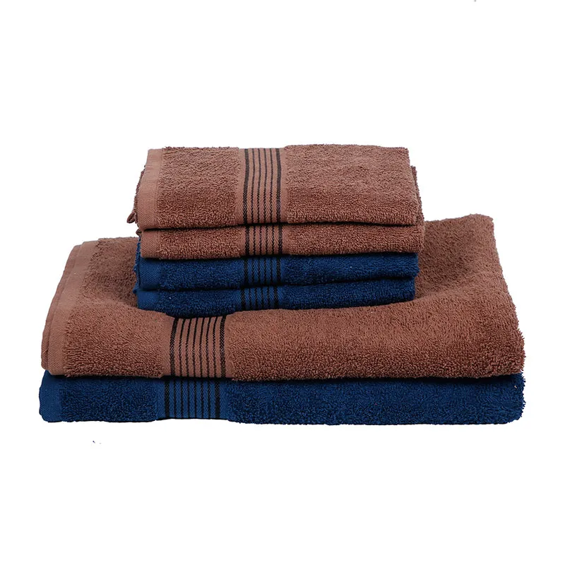 Nuage Cotton Towel Set (Brown & Navy Blue) - Set Of Six media 3