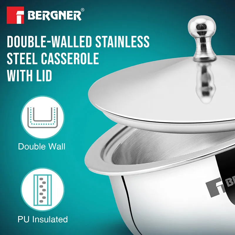 Bergner Stainless Steel Casserole With Lid (650,1000 & 1500)mL media 4