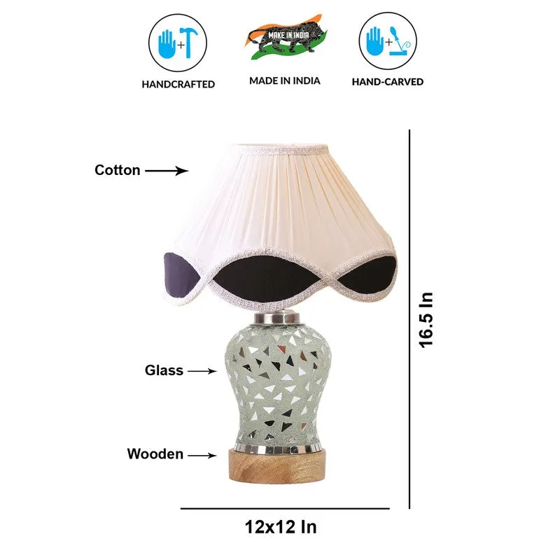 Liora Pleated Glass & Wood Table Lamp - White media 9