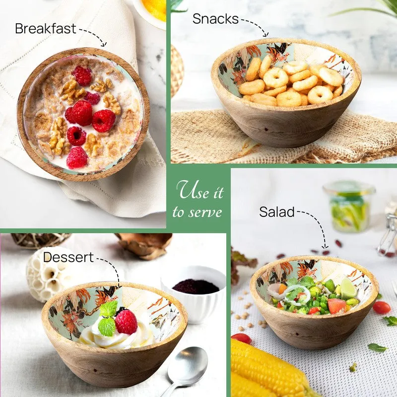Feastiq Mango Wood Round Serving Bowls media 3