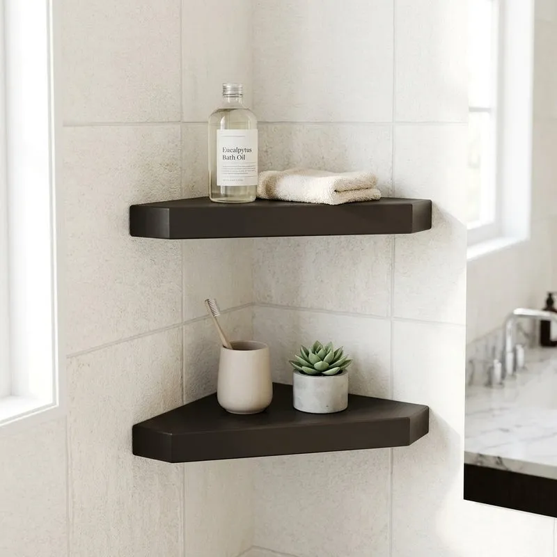 Berk Corner Floating Wall Shelf (Black) - Set Of Two media 1
