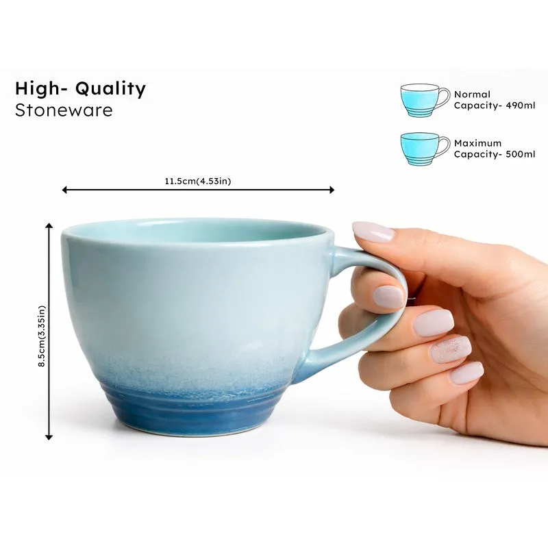 Whimsi Ceramic Coffee Mug (500 mL Each,Blue) - Set Of Two media 8