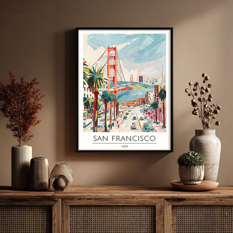 Vintage San Fransico Framed Canvas Wall Painting media 3