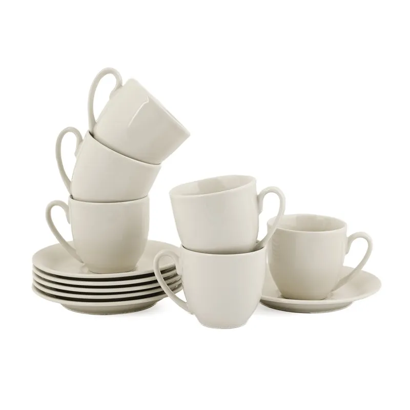 SipDelight Porcelain Cup & Saucer (White/190 mL Each) - Set of Six - 4