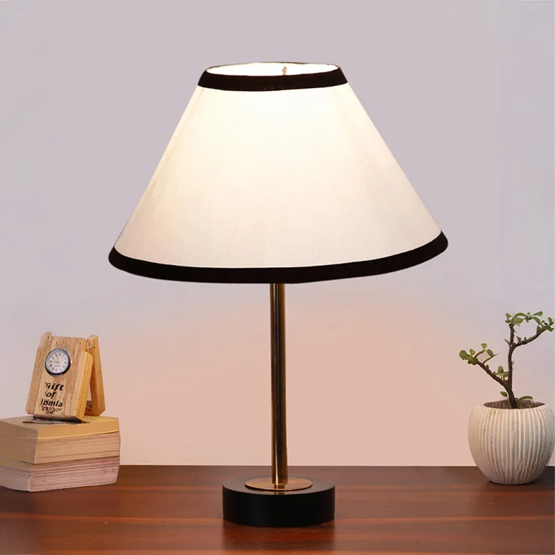Cotin Stripe Rodin Wooden Table Lamp - White media 2