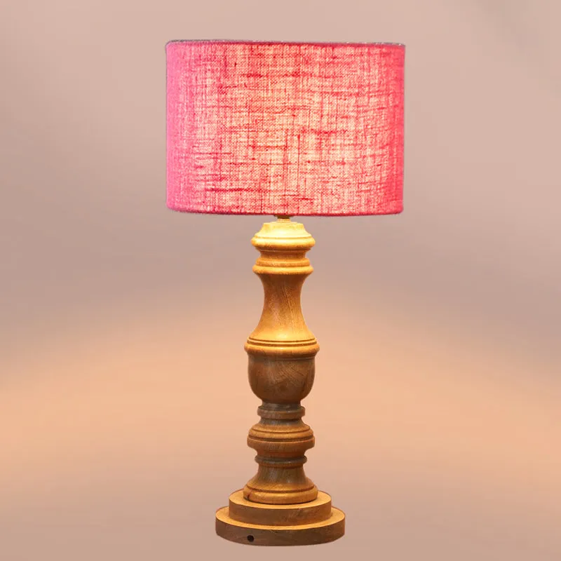 Sienna I Carve Wooden Table Lamp - Pink,Brown media 4