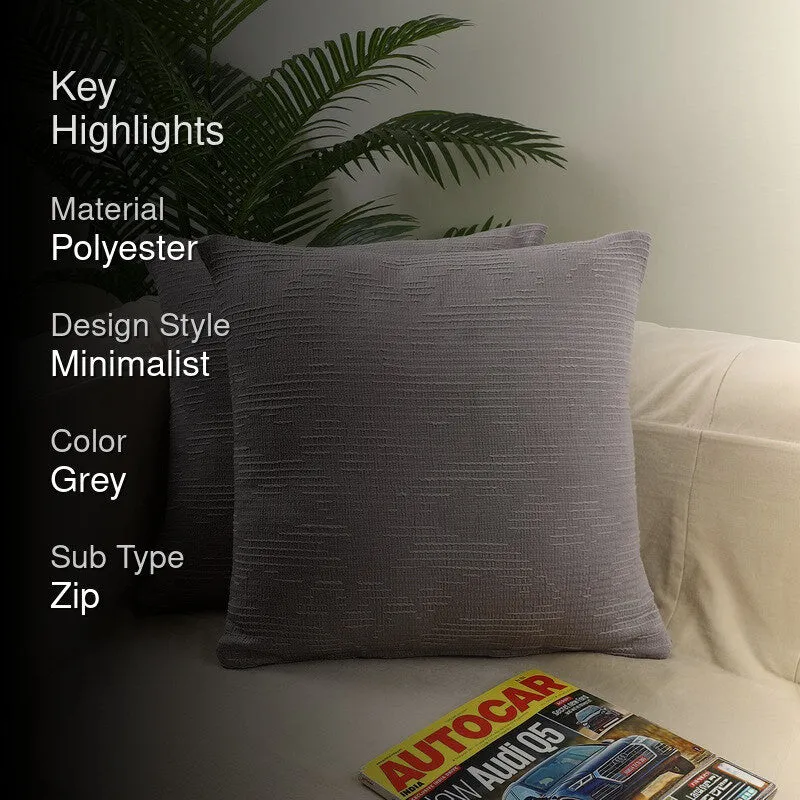 Linear Flow Cushion Cover (Grey) - Set of Two media 2