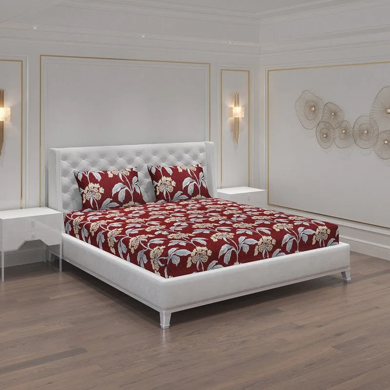 Monte Carlo Flow Garden Bedsheet (Maroon) - 120 GSM media 1