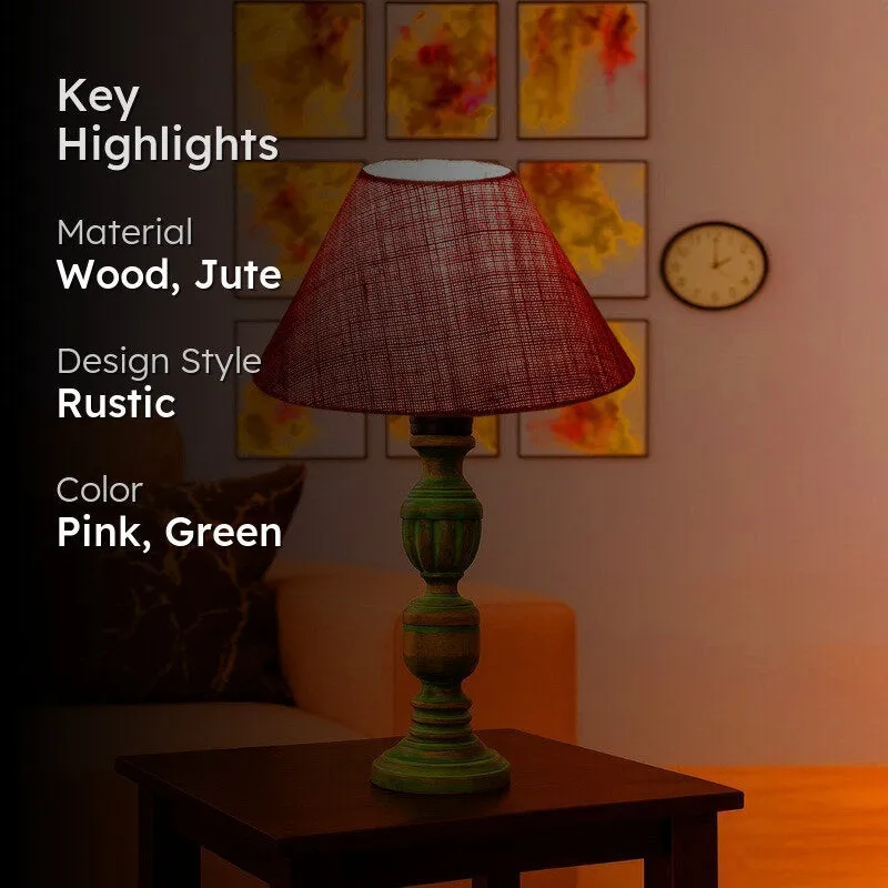 Arvello Zylo Wooden Table Lamp - Pink media 2