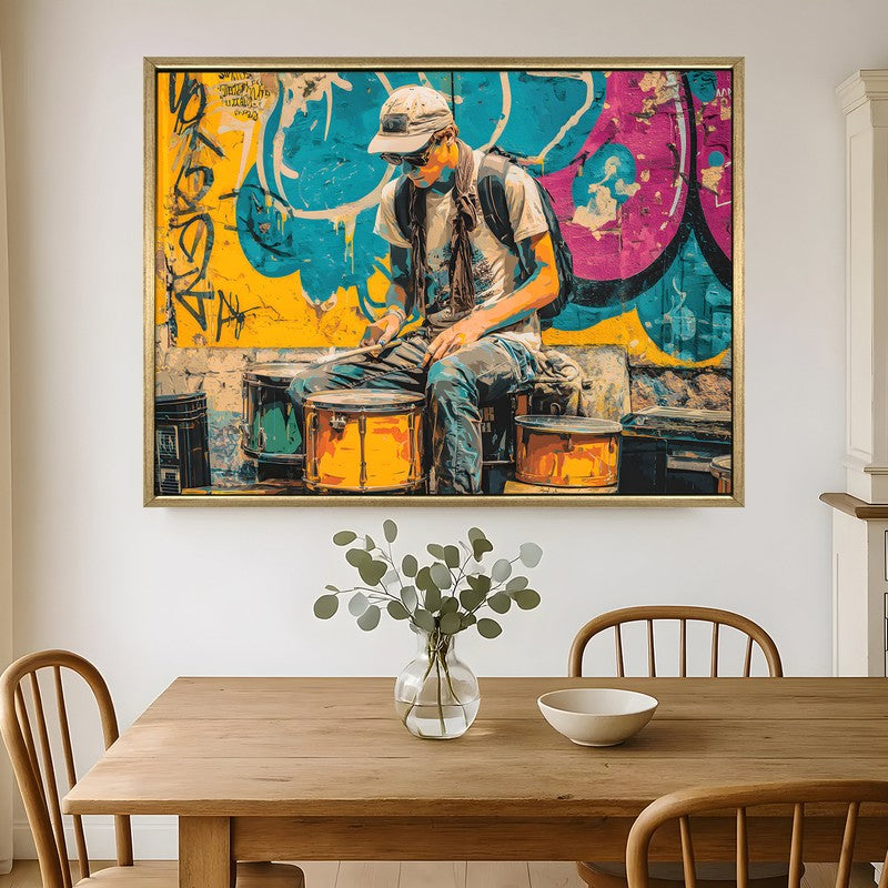 Drum Echo Canvas Wall Painting With Frame