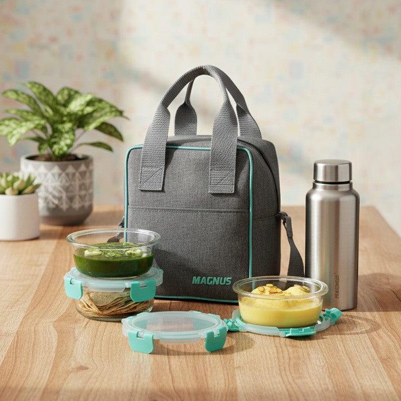 Hexva Lunch Box with Bottle & Lunch Bag - Four Piece Set