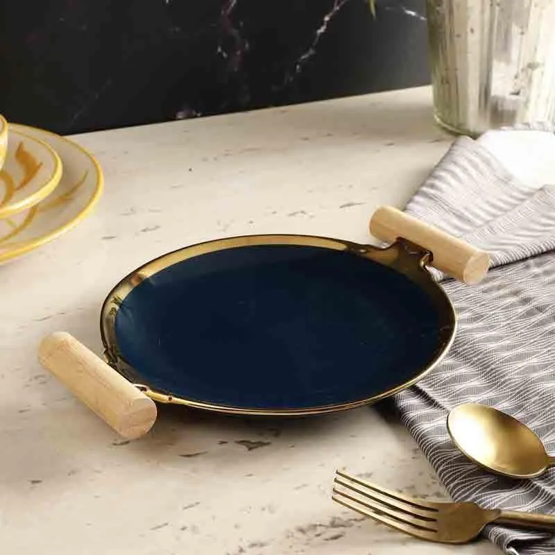 Moonshine Ceramic Platter With Handles - Royal Blue media 3