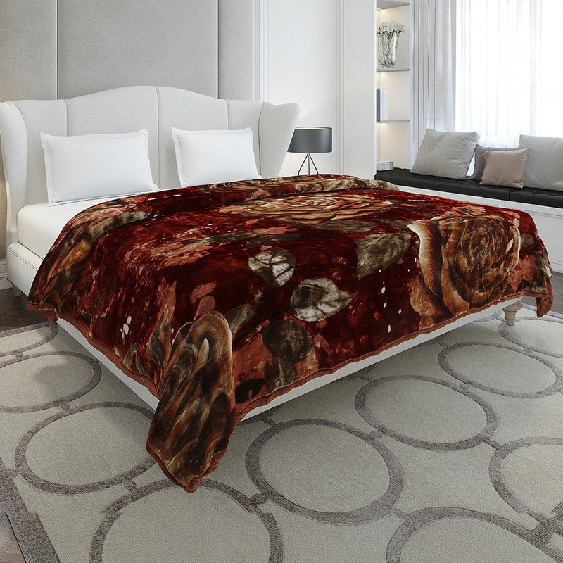 Monte Carlo Velvet Bloom Blanket (Maroon) - 947 GSM