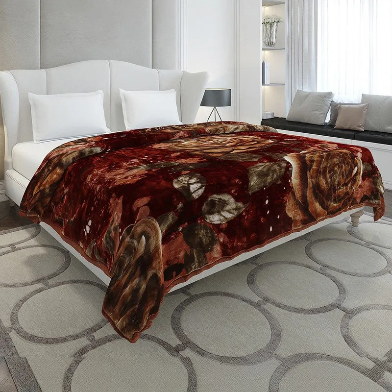 Monte Carlo Velvet Bloom Blanket (Maroon) - 947 GSM media 1