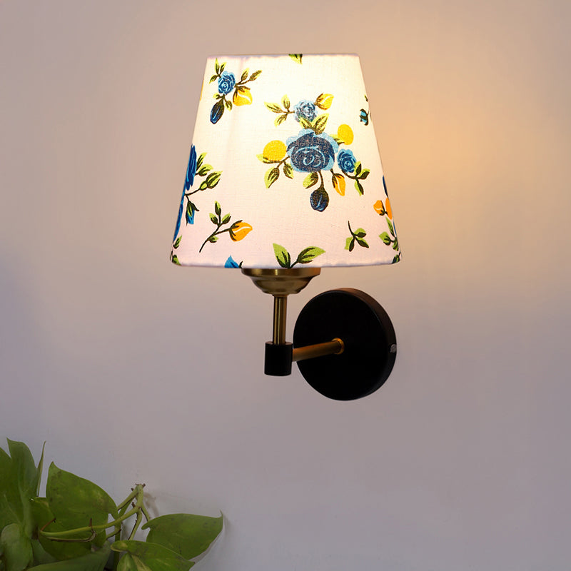 Garden Lights Printed Steel & Cotton Wall Lamp - Blue