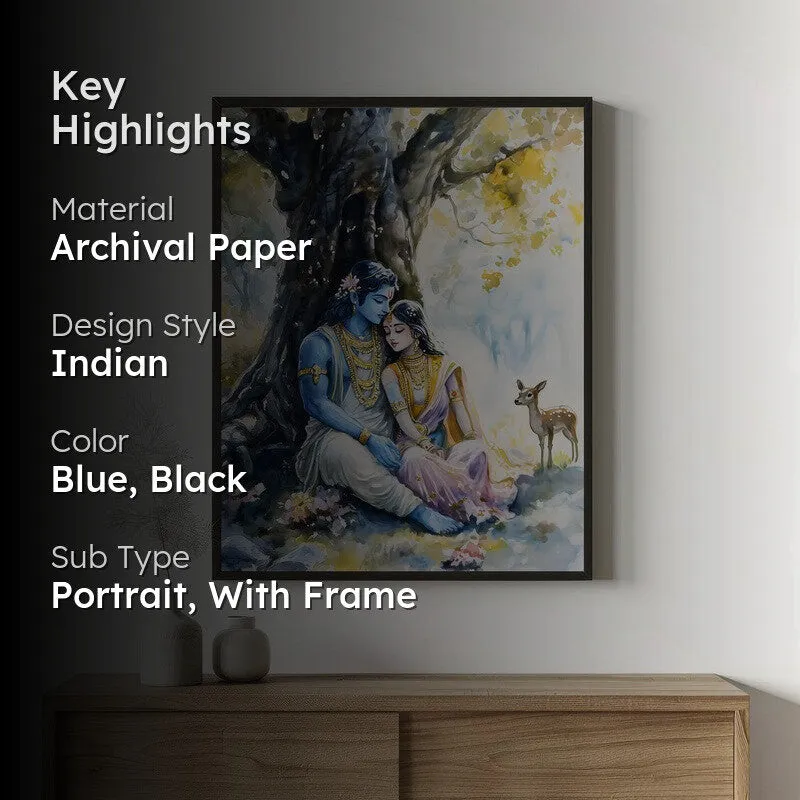Janaki Rama Spiritual Archival Paper Wall Painting With Frame - Black media 2