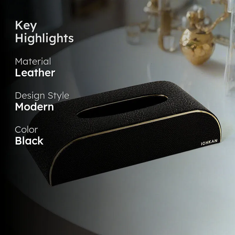 Tisquo Curve Faux Leather Tissue Box - Black media 2