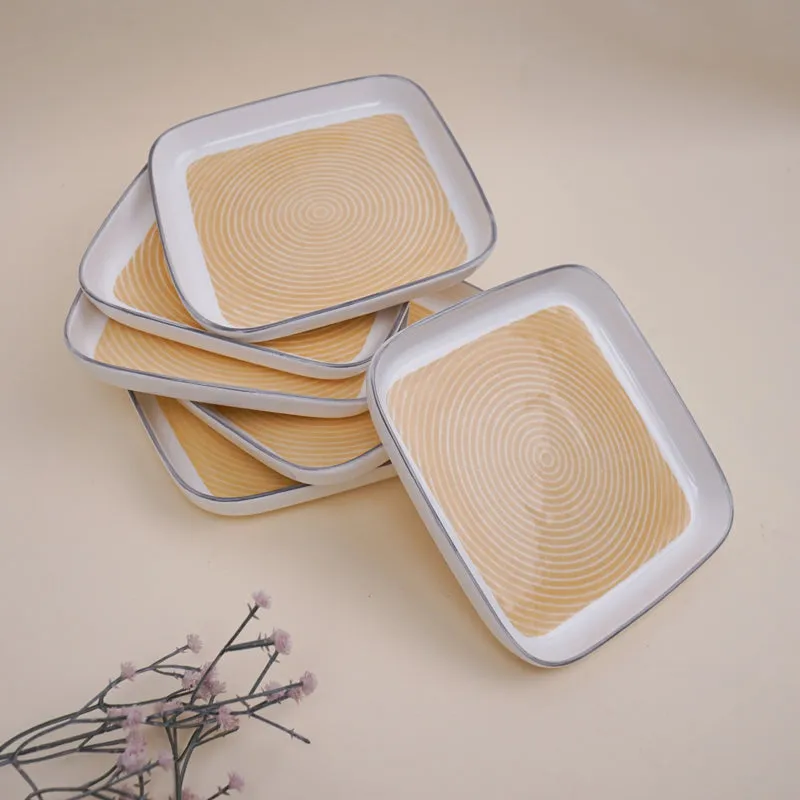 Trovo Yellow Square Snack Plate - Set Of Six media 1