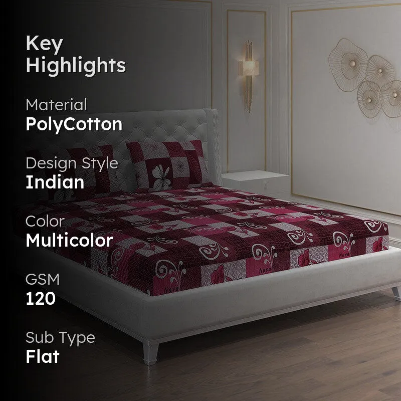 Monte Carlo Checkered Bloom Bedsheet - 120 GSM media 2