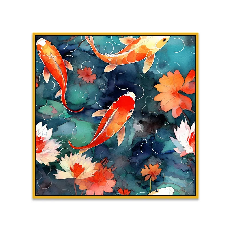 Koi Pond Canvas Wall Art With Frame media 5
