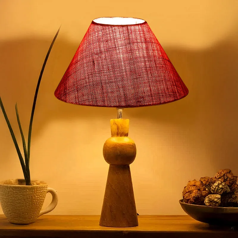 Angler Neo Jute Wooden Table Lamp - Pink,Brown media 1