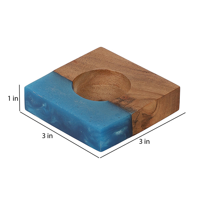 Resin Root Tea Light Holder (Blue) - Set Of Two media 9