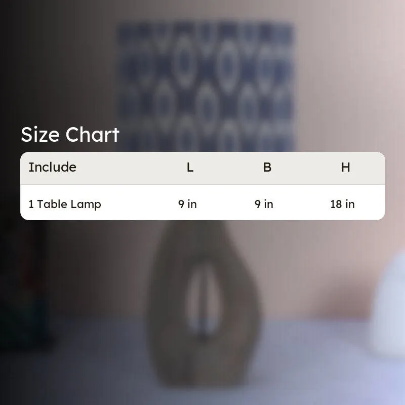 Lois Runes Printed Mango Wood Table Lamp - Grey,White,Blue media 5
