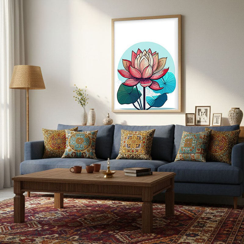 Lotus In Color Archival Paper Wall Art  - Natural Brown Frame media 3