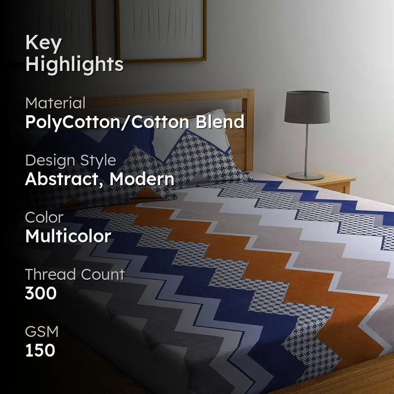 Roscoe Geometric PolyCotton Bedsheet - 150 GSM media 2