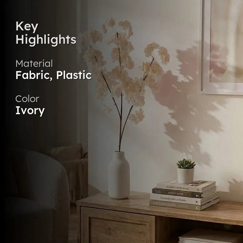 Blossira Cherry Blossom Fabric Arificial Flower - Ivory media 2