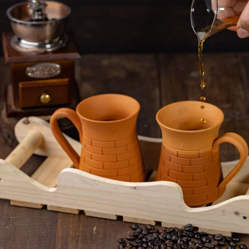 Smrithika Terracotta Coffee Mug (400 mL Each) - Set of Two media 1