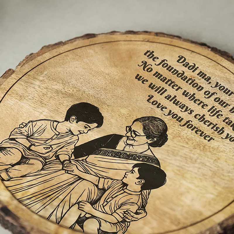 Dadi Is Happiness Wood Showpiece - Round media 4
