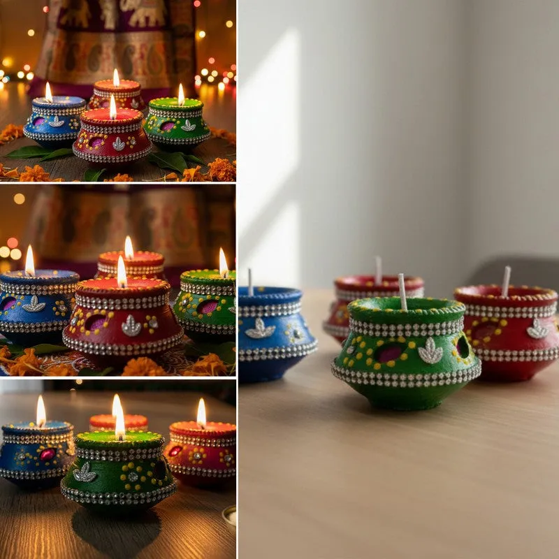 Glowmira Terracota Diyas - Set Of Four media 3