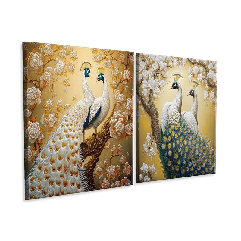 Plumage Of Light Canvas Wall Painting - Set Of Two media 4