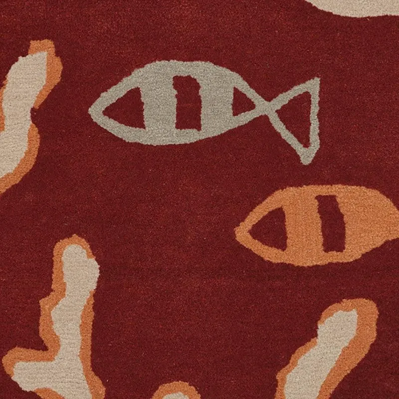 Coral Hand Tufted Cove Kids Wool & Nylon Carpet - Maroon media 4