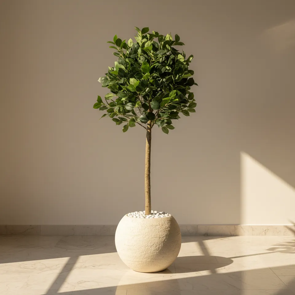 Verdiq Artificial Ginko Plant With Black Fiber Pot - 5 Feet media 1