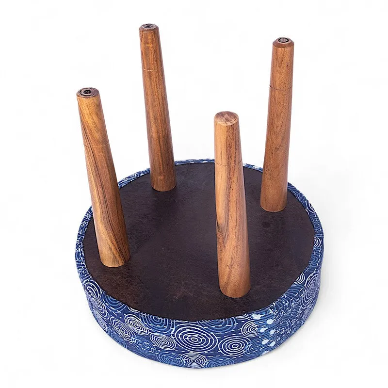 Ovaro Sheesham Wooden Stools (Blue) - Set Of Two media 5
