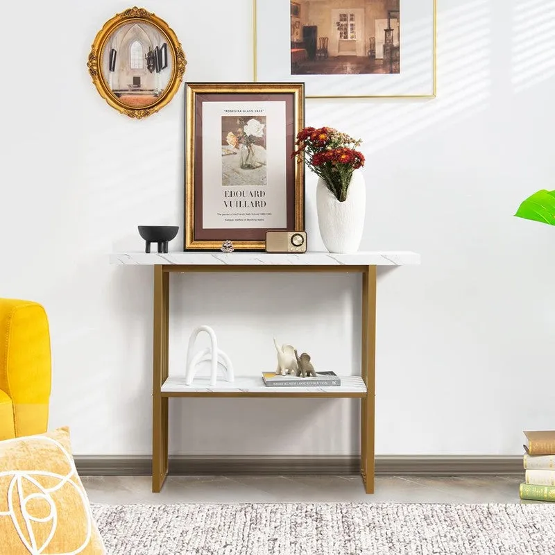 Metal Console Table with Marble Top - Medium media 6